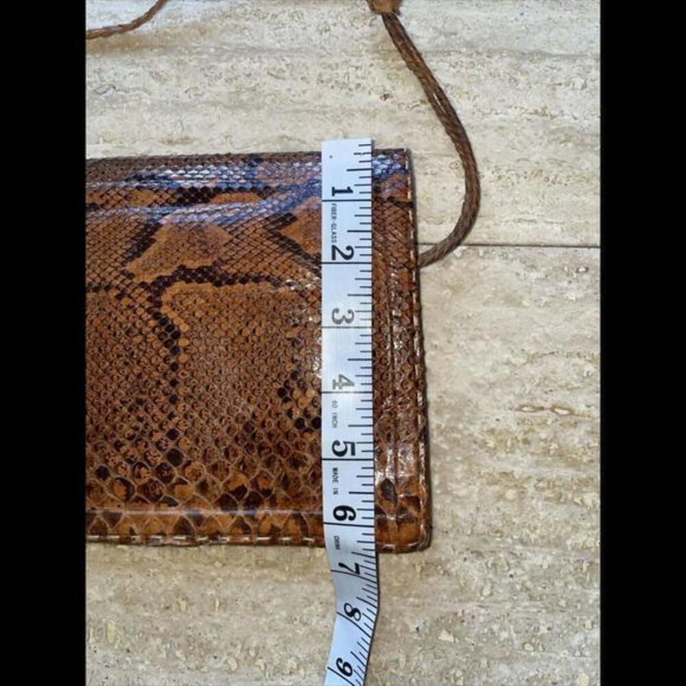 VTG Brown Python Snake Skin Leather Envelope‎ Clu… - image 10